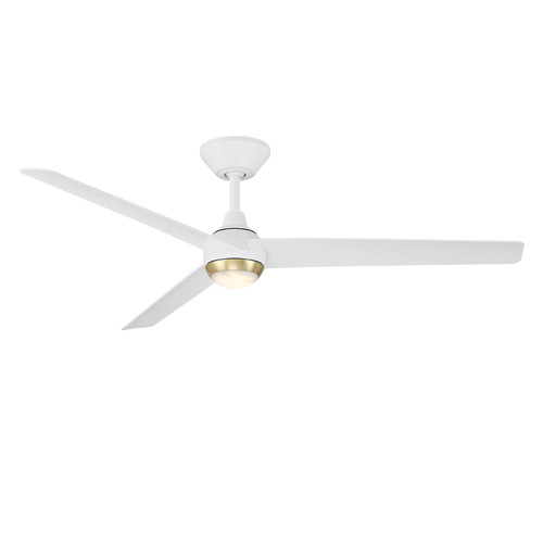 Modern Forms Pisces Soft Brass & Matte White LED Ceiling Fan with Light