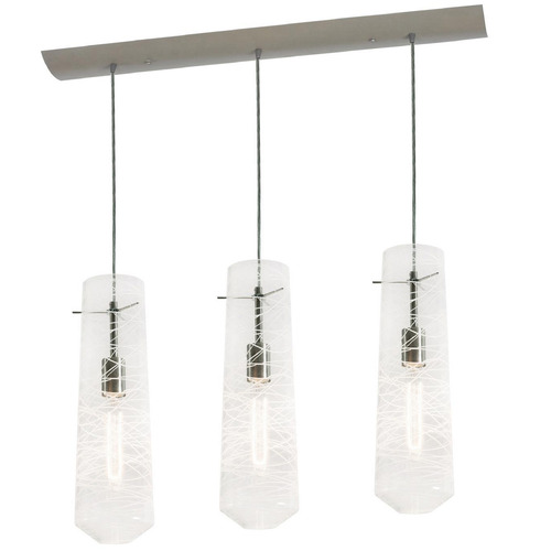 Afx Lighting Spun Satin Nickel Multi-Light Pendant with Cylindrical Shade