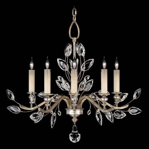 Fine Art Lamps Crystal Laurel Antiqued Warm Silver Leaf Crystal Chandelier