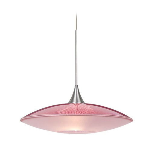 Besa Lighting Spazio Red Frosted Glass Satin Nickel Mini-Pendant Light