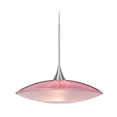 Besa Lighting Besa Lighting Spazio Red Frosted Glass Satin Nickel Mini-Pendant Light 1XT-6294RD-SN