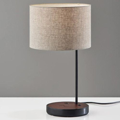 Adesso Home Oliver Matte Black Table Lamp with Drum Shade