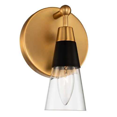 Kalco Lighting Ponti ADA Wall Sconce in Matte Black/New Brass Finish and Clear Glass 513131BNB