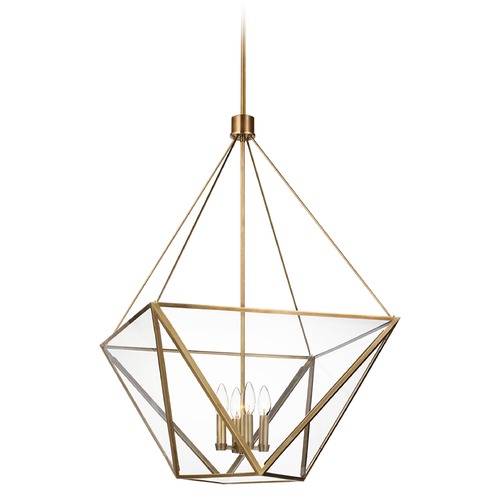 Visual Comfort Signature Collection Julie Neill Lorino Large Lantern in Antique Brass by Visual Comfort Signature JN5240HABCG