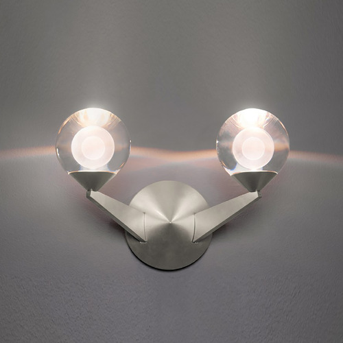 Modern Forms by WAC Lighting Double Bubble Satin Nickel LED Sconce by Modern Forms WS-82015-SN
