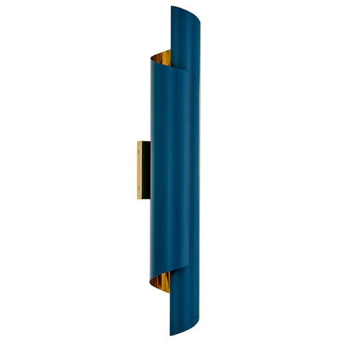 Kalco Lighting Piaga Matte Blue and Polished Brass Sconce