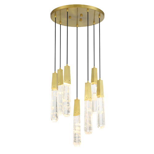 Drifting Droplets 7-Light LED Pendant in Brass by George Kovacs