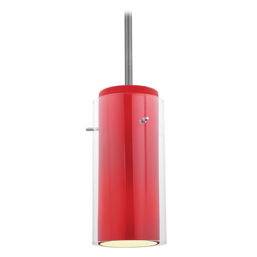 Access Lighting Modern Mini-Pendant Light with Red Glass 28033-1R-BS/CLRD