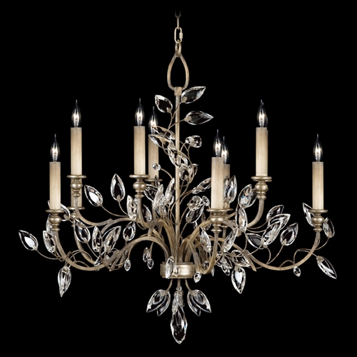 Fine Art Lamps Crystal Laurel Antiqued Warm Silver Leaf Crystal Chandelier