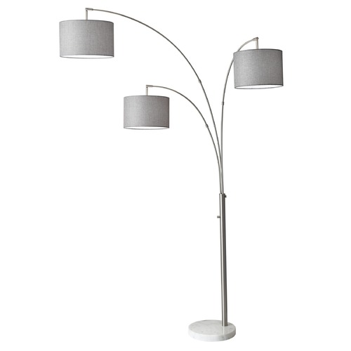 Adesso Home Bowery Brushed Steel Arc Lamp with Drum Shade