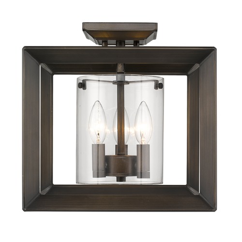 Smyth Semi-Flush Mount in Gunmetal Bronze by Golden Lighting