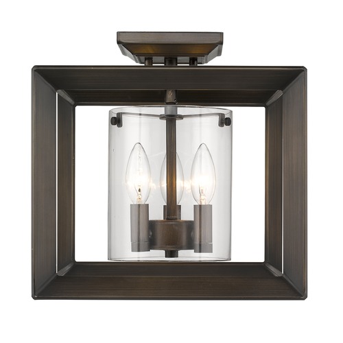 Golden Lighting Smyth Semi-Flush Mount in Gunmetal Bronze by Golden Lighting 2073-SF12GMT-CLR