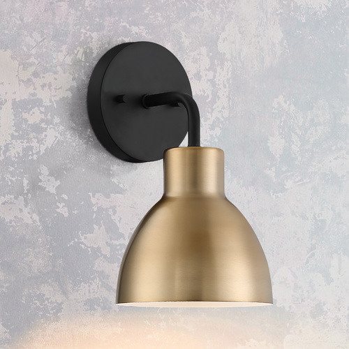 Sloan Matte Black & Burnished Brass Sconce by Nuvo Lighting