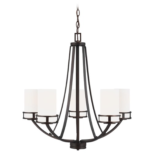 Generation Lighting Robie Bronze 3 Lt. Chandelier with Etched White Glass 3121605-710