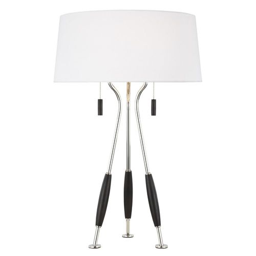 Generation Lighting ED Ellen-DeGeneres Arbur Polished Nickel & Ebony Wood LED Table Lamp by Generation Lighting ET1222EWPN1