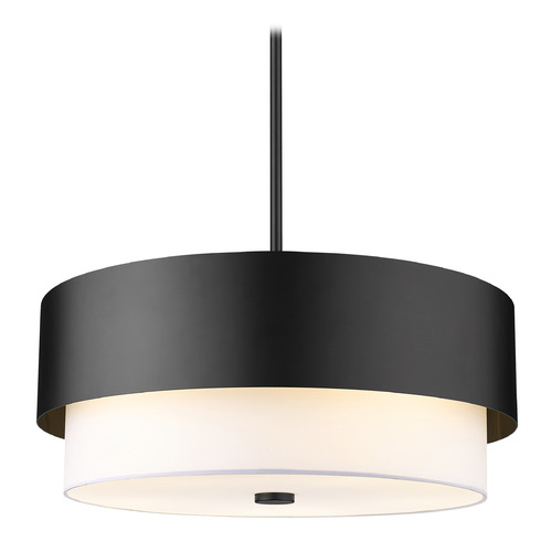Z-Lite Counterpoint Matte Black Pendant Light with Drum Shade