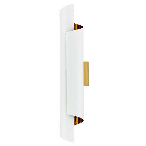 Kalco Lighting Kalco Lighting Piaga Matte White and Polished Brass Sconce 514721PBW