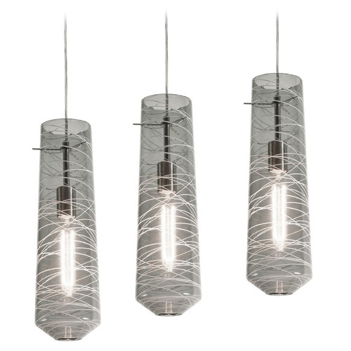 AFX Lighting Afx Lighting Spun Satin Nickel Multi-Light Pendant with Cylindrical Shade SPP05MBSNSMLNR3