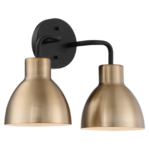 Sloan Matte Black & Burnished Brass Bathroom Light by Nuvo Lighting