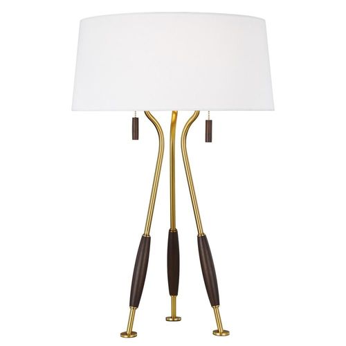 Generation Lighting ED Ellen-DeGeneres Arbur Burnished Brass & Walnut Wood LED Table Lamp by Generation Lighting ET1222WWBBS1