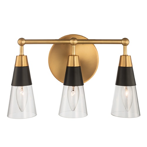 Ponti 3-Light ADA Vanity Light in Matte Black & New Brass by Kalco Lighting