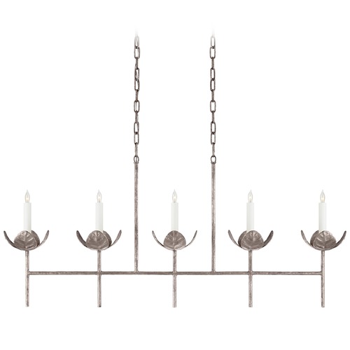 Visual Comfort Signature Collection Julie Neill Illana Linear Chandelier in Silver Leaf by Visual Comfort Signature JN5630BSL