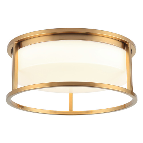 Matteo Lighting Framerton Aged Gold Brass LED Flushmount Light