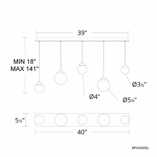 Schonbek Beyond Schonbek Beyond Quest Aged Brass LED Multi-Light Pendant with Globe Shade BPD40205L-AB