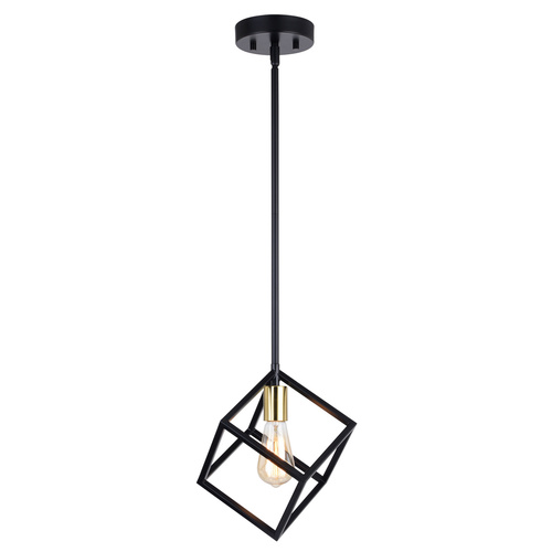 Deering Matte Black & Satin Brass Pendant Light by Vaxcel Lighting