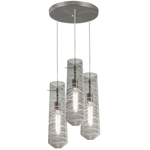 Afx Lighting Spun Satin Nickel Multi-Light Pendant with Cylindrical Shade