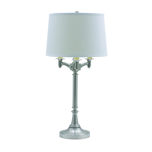 House of Troy Lighting Table Lamp with White Shade in Satin Nickel Finish L850-SN