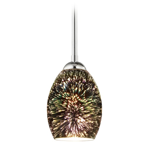 Design Classics Lighting Chrome Mini-Pendant Light and 3-D Glass with Burst Pattern 581-26 GL1034-B