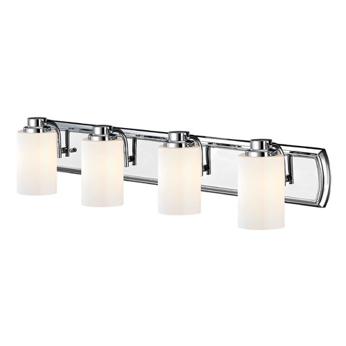 Design Classics Lighting 4-Light Bath Vanity Light in Chrome and Shiny Opal Glass 1204-26 GL1024C