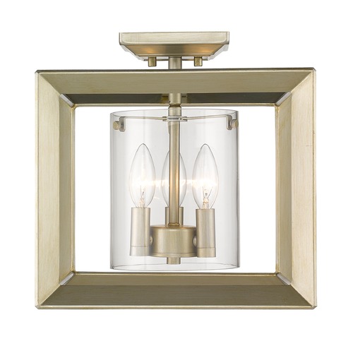 Golden Lighting Smyth Semi-Flush Mount in White Gold by Golden Lighting 2073-SF12WG-CLR