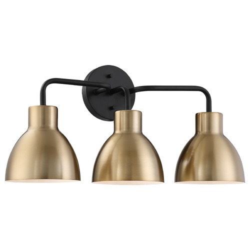 Sloan Matte Black & Burnished Brass Bathroom Light by Nuvo Lighting