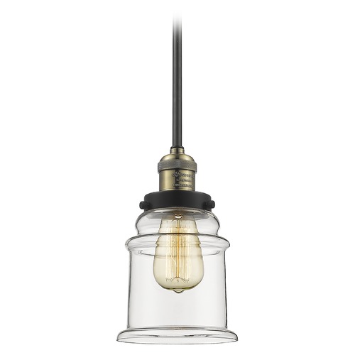 Innovations Lighting Innovations Lighting Canton Black Antique Brass Mini-Pendant Light with Bell Shade 201S-BAB-G182