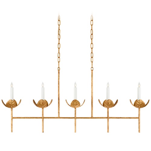 Visual Comfort Signature Collection Julie Neill Illana Linear Chandelier in Gold Leaf by Visual Comfort Signature JN5630AGL