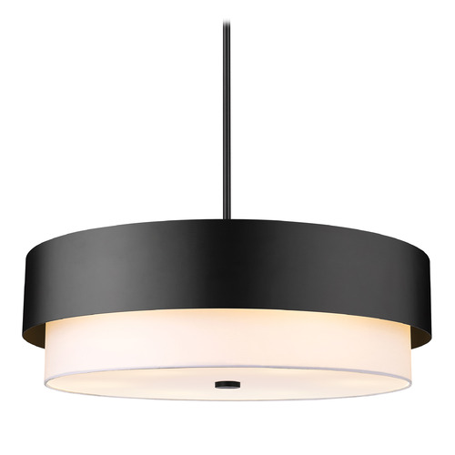 Z-Lite Counterpoint Matte Black Pendant Light with Drum Shade