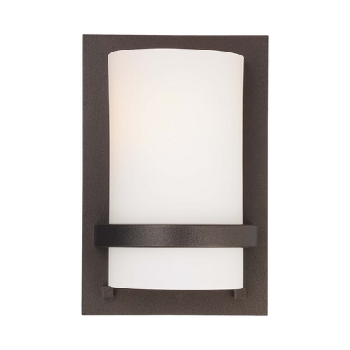 Sconce Wall Light with White Glass in Smoked Iron by Minka Lavery