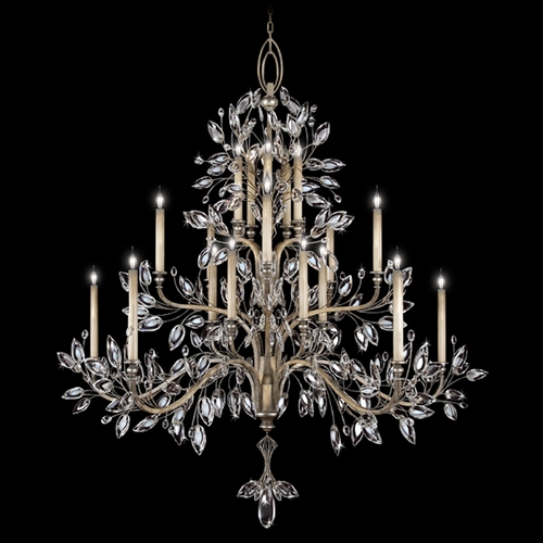 Fine Art Lamps Crystal Laurel Antiqued Warm Silver Leaf Crystal Chandelier