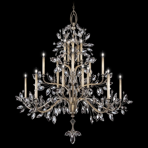 Fine Art Lamps Fine Art Lamps Crystal Laurel Antiqued Warm Silver Leaf Crystal Chandelier 771240ST