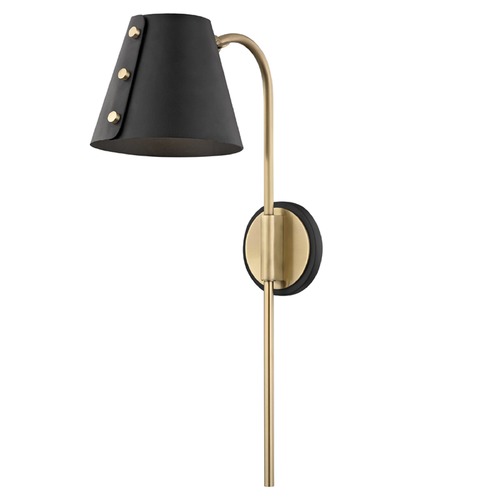 Meta Black and Brass Plug-In LED Sconce by Mitzi by Hudson Valley