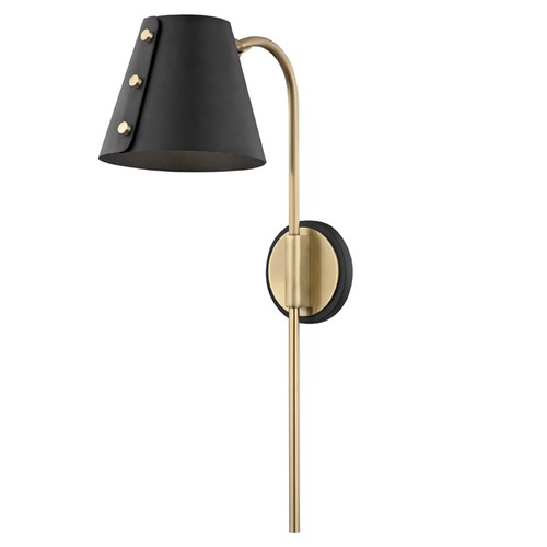 Mitzi by Hudson Valley Meta Black and Brass Plug-In LED Sconce by Mitzi by Hudson Valley HL174201-AGB/BK