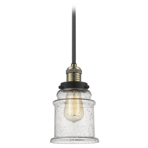 Innovations Lighting Innovations Lighting Canton Black Antique Brass Mini-Pendant Light with Bell Shade 201S-BAB-G184