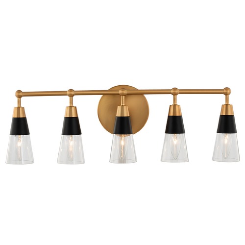 Ponti 5-Light ADA Vanity Light in Matte Black & New Brass by Kalco Lighting