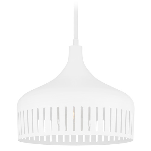 Quoizel Lighting Keagan Matte White Pendant Light with Bowl / Dome Shade