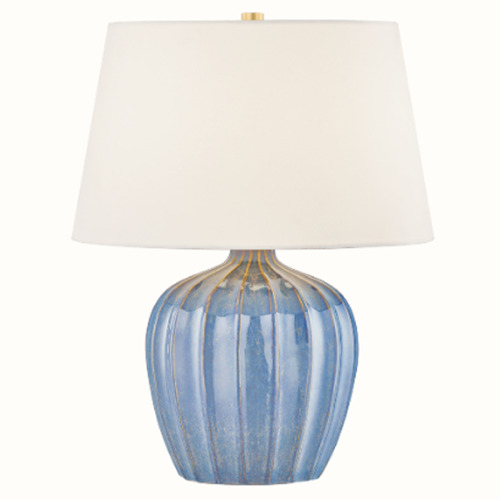 Mitzi By Hudson Valley Myla Aged Brass / Ceramic Spring Lake Table Lamp with Empire Shade