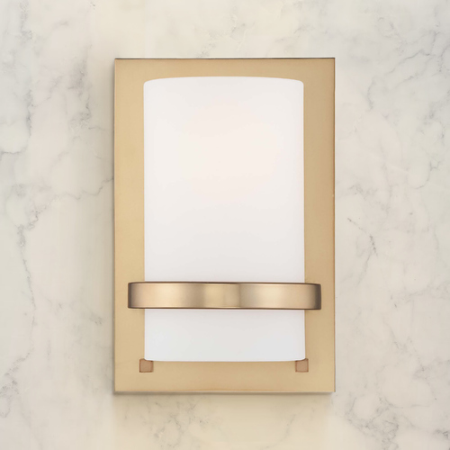 Sconce Wall Light with White Glass in Honey Gold by Minka Lavery