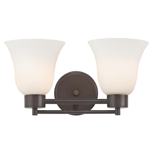 Design Classics Lighting Modern Bathroom Light with White Glass in Bronze Finish 702-220 GL9222-WH