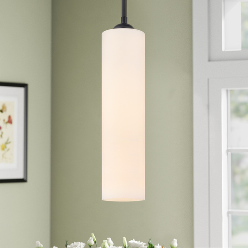 Design Classics Lighting Black Mini-Pendant with White Glass 581-07 GL1628C